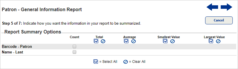 Step 5 of 7 of Report Builder.